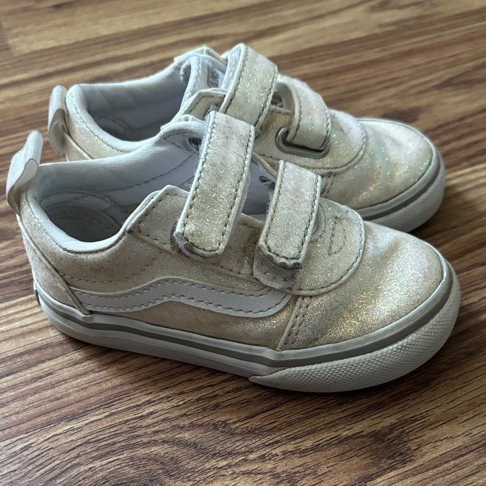 Sparkly Cream Vans Toddler Shoes